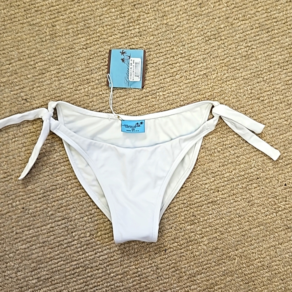 NWT Letarte bow tie bottom solid white swim bikini LINED